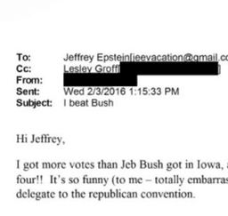 "I beat Bush" Epstein Email Sender confirmed as ___ ?